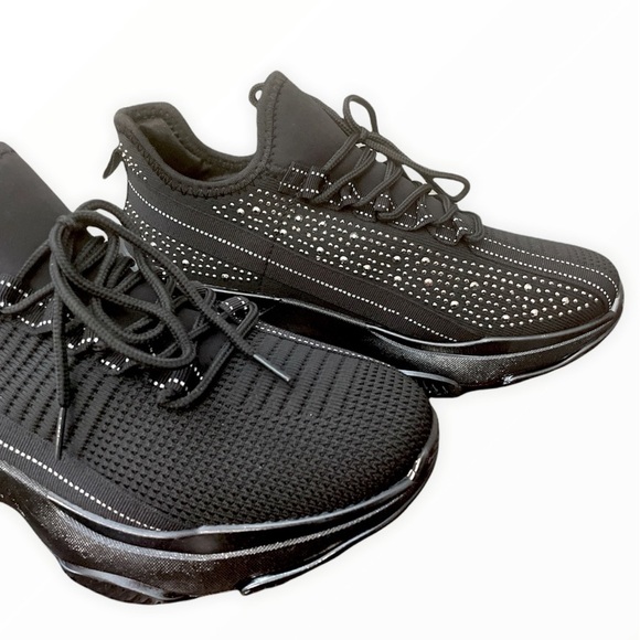 Black Glitzy Rhinestone Embellished FlyKnit - Picture 4 of 10